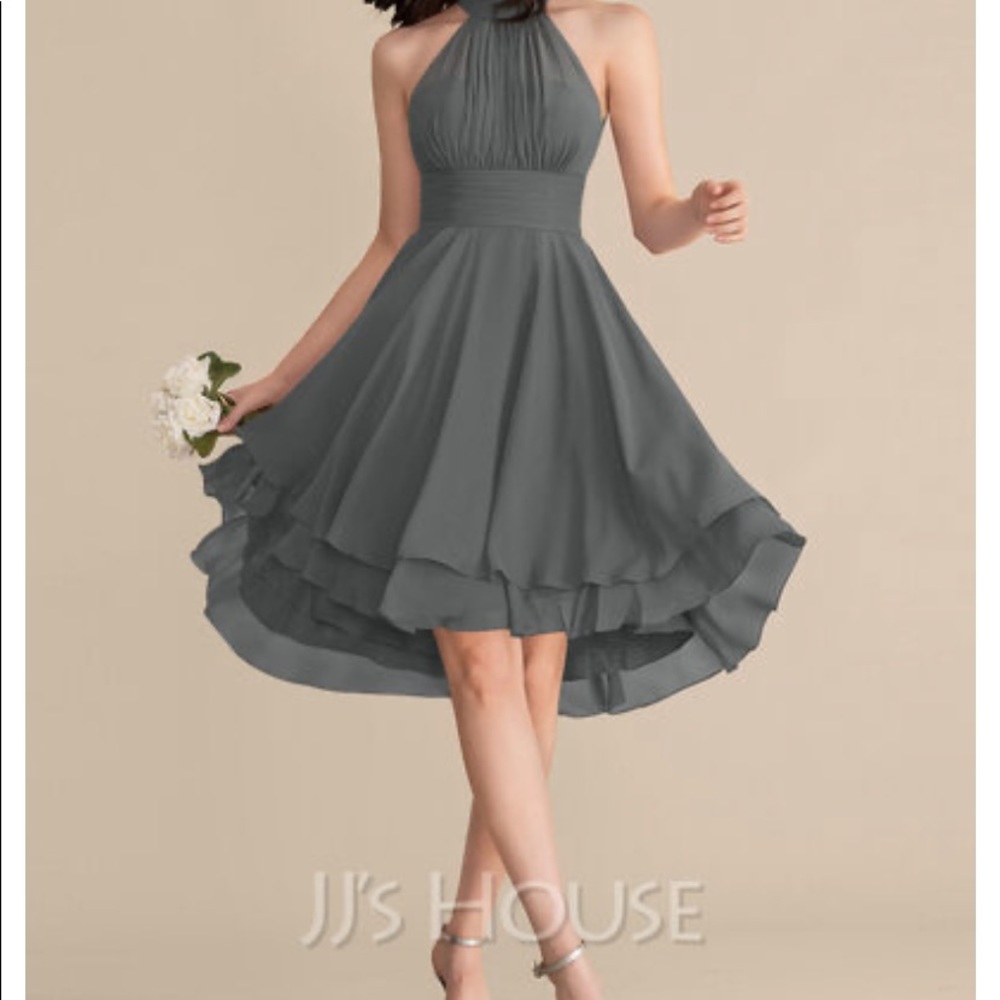 Grey chiffon bridesmaid dress